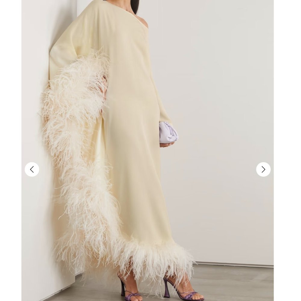 TALLER MARMO Ubud one-shoulder feather-trimmed crepe gown, Size IT 36 (XS) - Picture 5 of 11